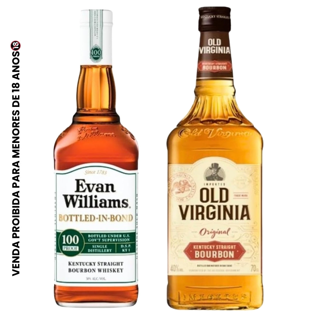 Whisky Old Virgnia Oak Cask Bourbon 700ml Teor 40% + Evan Wiliams Bottled-In-Bond Bourbon 750ml Teor 50%