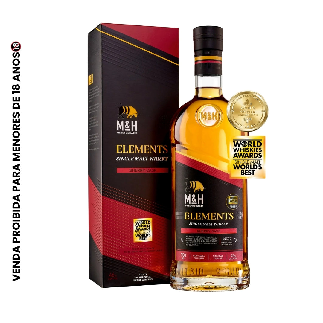 Whisky M&H Elements Single Malt Israelense Premiado 700ml Alc. 46%